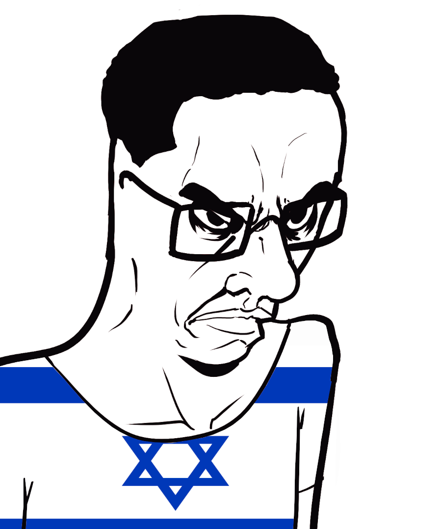 Soybooru Post 20578 Angry Arm Closedmouth Clothes Country Flag Glasses Hair Israel Soyjak